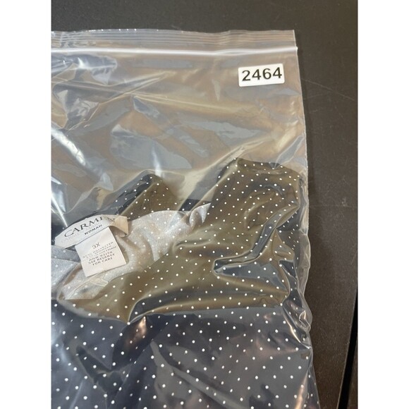 Carmen Black White Small Polka Dot FlutterSleeve Top 3X Plus Stretch Blouse NWT - Picture 12 of 12